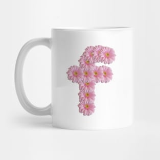 Letter f Pink Gerbera Daisy Mug